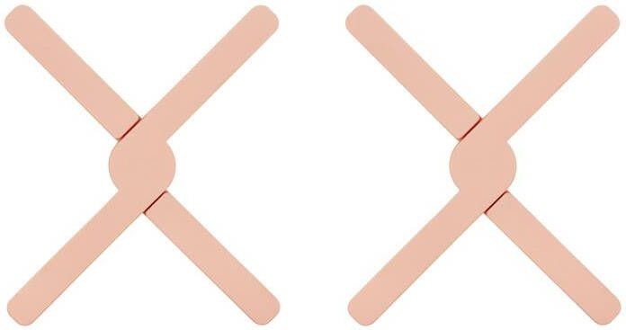 Krumble Opvouwbare siliconen pannenonderzetter Roze Set van 2