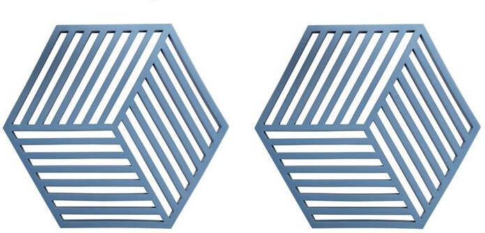 Krumble Pannenonderzetter Hexagon Blauw Set van 2