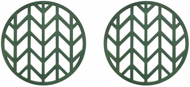 Krumble Siliconen pannenonderzetter rond met pijlen patroon Groen Set van 2