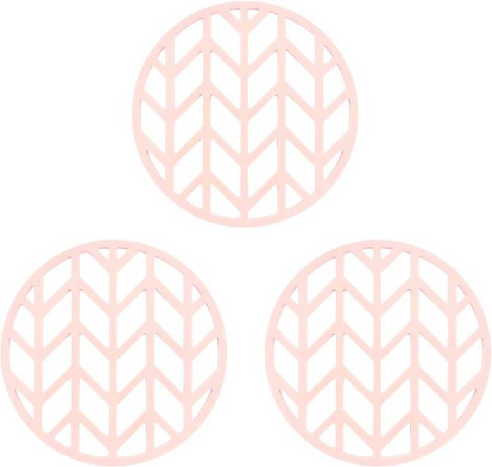 Krumble Siliconen pannenonderzetter rond met pijlen patroon Roze Set van 3