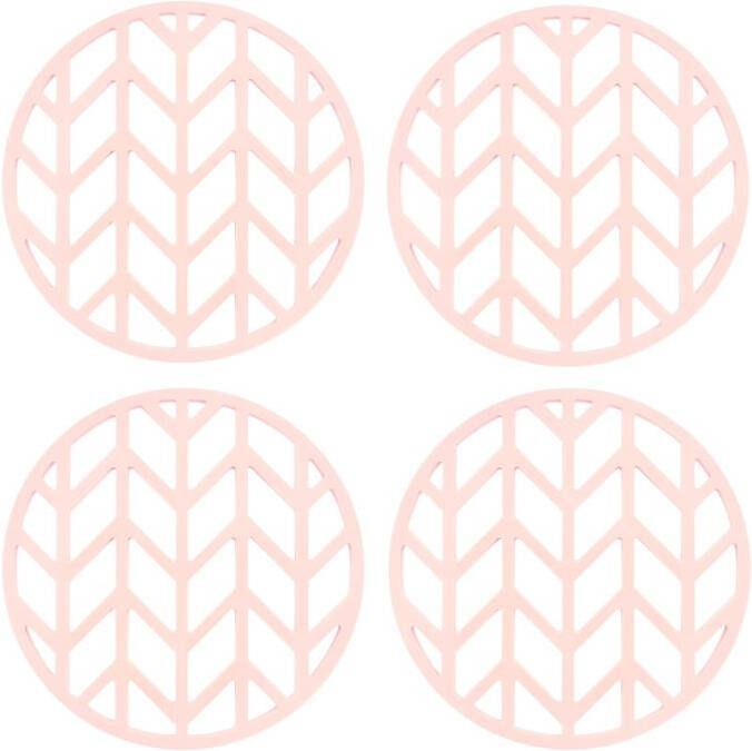 Krumble Siliconen pannenonderzetter rond met pijlen patroon Roze Set van 4