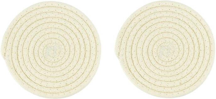 Krumble Pannenonderzetter rond Katoen Beige Set van 2