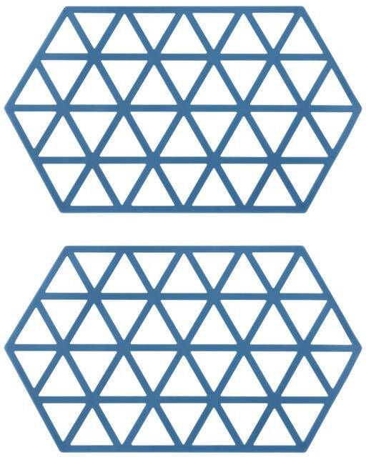 Krumble Siliconen pannenonderzetter Hexagon lang Blauw Set van 2
