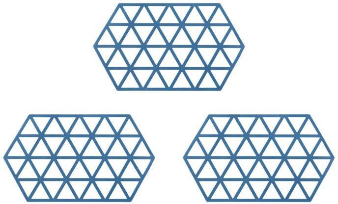 Krumble Siliconen pannenonderzetter Hexagon lang Blauw Set van 3