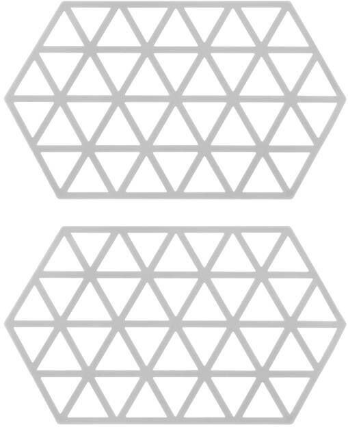 Krumble Siliconen pannenonderzetter Hexagon lang Grijs Set van 2