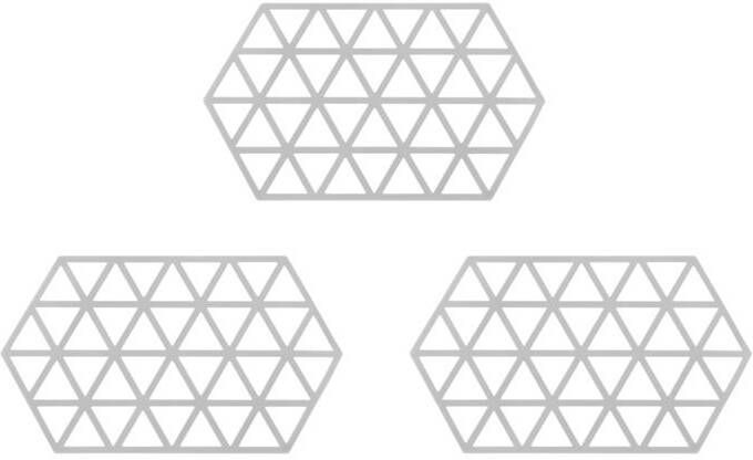 Krumble Siliconen pannenonderzetter Hexagon lang Grijs Set van 3