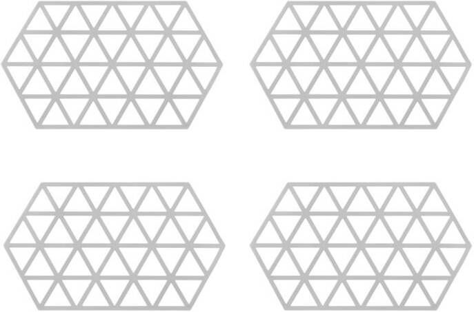 Krumble Siliconen pannenonderzetter Hexagon lang Grijs Set van 4