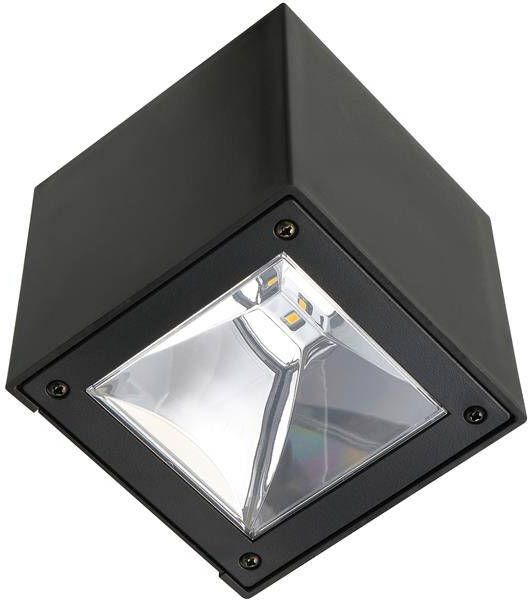 KS Verlichting Cube Led Solar wandlamp zwart schutting lamp solar buitenlamp 10x10 cm LED
