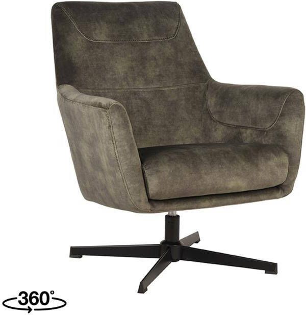 LABEL51 Draaifauteuil Toby Hunter Velours Zwart Metaal