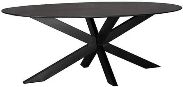 LABEL51 Ovale Eettafel 'Zion' 240 x 110cm Mangohout kleur Zwart