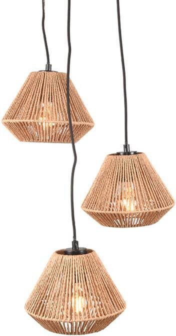 LABEL51 Hanglamp 'Ibiza Diamond' Jute 3-lamps kleur Naturel
