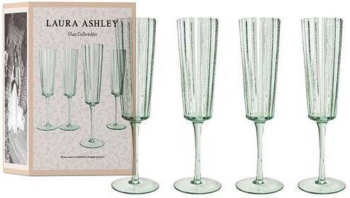 Laura Ashley Giftset 4 Champagneglazen Groen 21 cl.