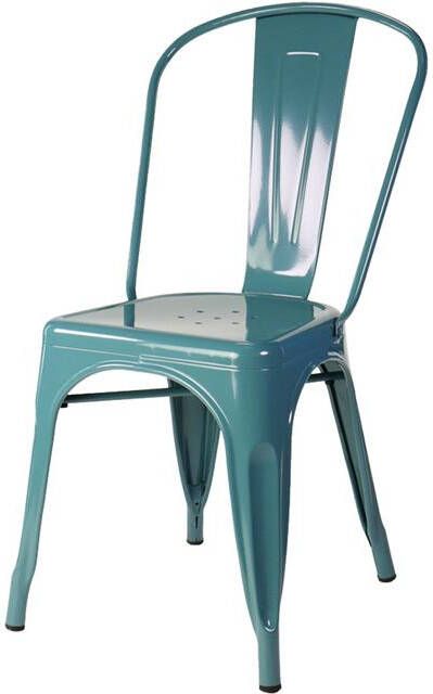Legend industriële café stoel metalen eetkamerstoel Zeeblauw