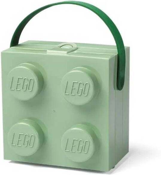 LEGO Set van 2 Lunchbox Brick 4 met handvat Zandgroen