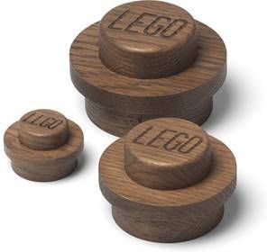 LEGO Wooden Collection Wandhaak Set van 3 Stuks Hout Bruin