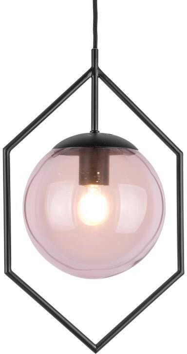 Leitmotiv hanglamp Diamond 40W 20 x 25 x 42 cm glas zwart roze