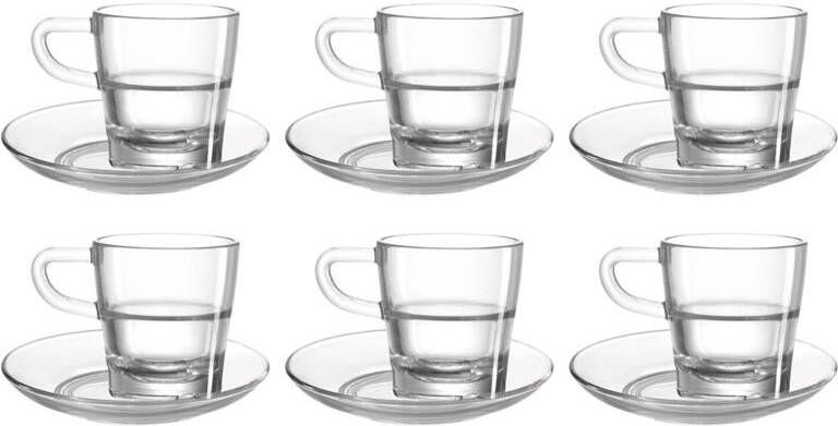 Leonardo Espresso glas- en schotel Senso 70 ml 6 stuks