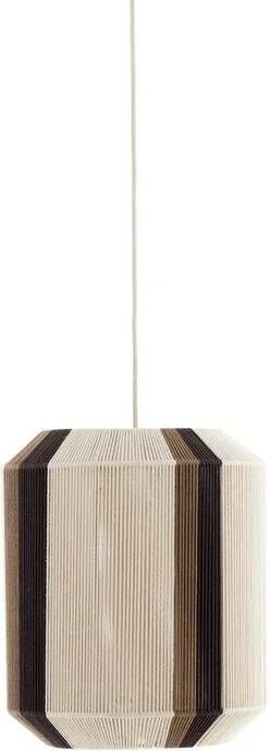 Light & Living Hanglamp Kozana Textiel Ø36cm Crème Donkerbruin Rond