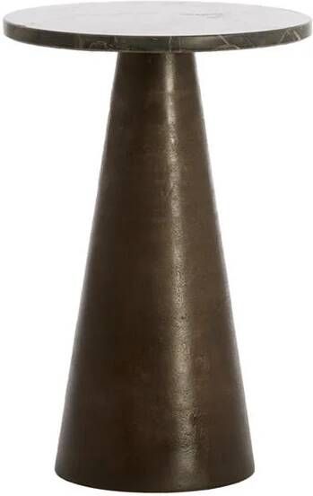 Light & Living Light&living Bijzettafel Ø36x51 cm YNEZ donker bruin marmer+donkr b...