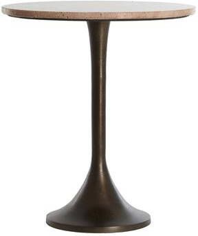 Light & Living Light&living Bijzettafel Ø48x53 cm DOLIN rood travertin+donker bruin