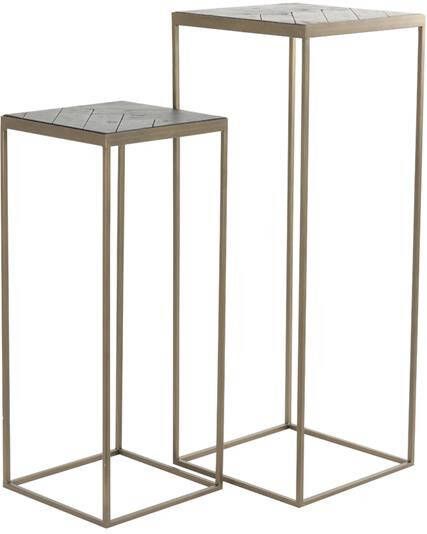 Light & Living Light&living Zuil S|2 33x33x80+38x38x100 cm CHISA hout zwart-ant brons