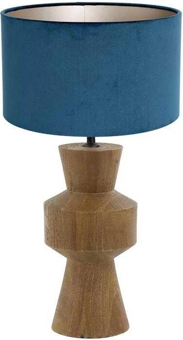 Light & Living Light Living tafellamp Gregor blauw hout 17 cm E27 fitting 3597BE