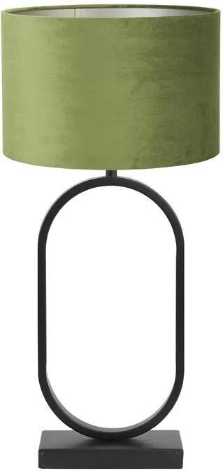 Light & Living Tafellamp Jamiri|Velours Zwart|Donkergroen Ø30x67cm