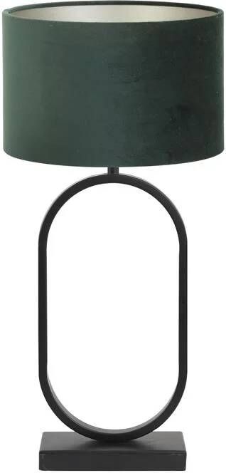 Light & Living Tafellamp Jamiri|Velours Zwart|Donkergroen Ø30x67cm