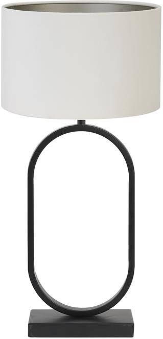 Light & Living Tafellamp Jamiri|Velours Zwart|Off white Ø30x67cm