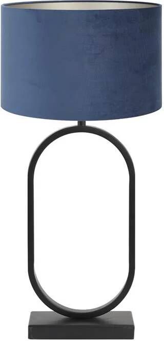 Light & Living Tafellamp Jamiri|Velours Zwart|Petrol Ø30x67cm