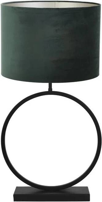 Light & Living Tafellamp Liva|Velours Zwart|Donkergroen Ø40x78 5cm