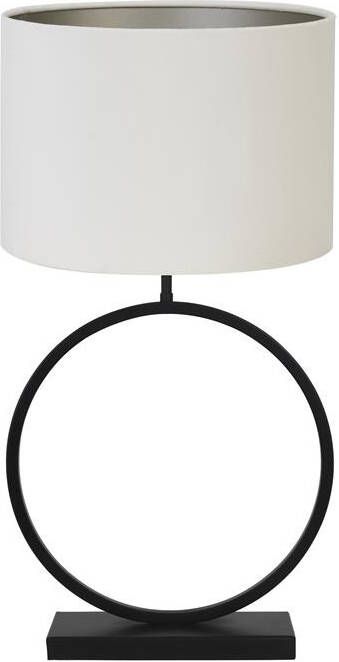 Light & Living Tafellamp Liva|Velours Zwart|Off white Ø40x78 5cm