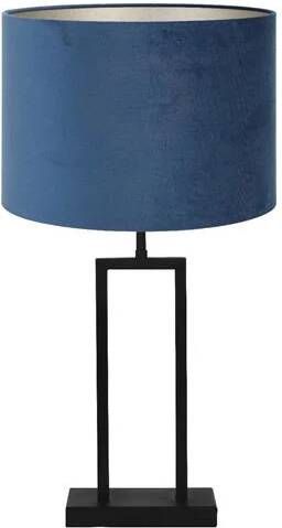 Light & Living Tafellamp Shiva Velours Zwart Blauw Ø30x62cm