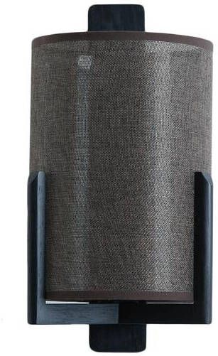 Light & Living Wandlamp Litto Linnen en hout Donkerbruin Rond