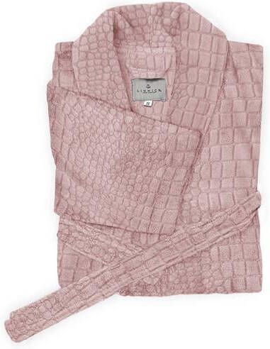 Linnick Flanel Fleece Badjas Croco Roze L