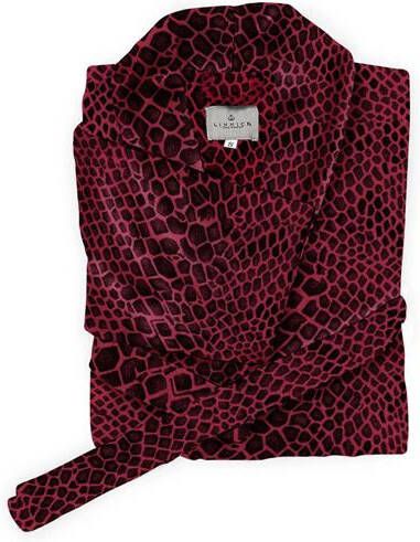 Linnick Flanel Fleece Badjas Snake Bordeaux zwart M