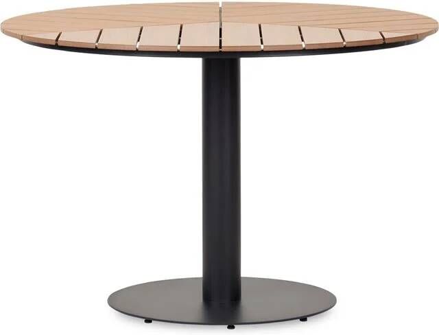 Lisomme Bente ronde tuintafel bruin Ø 113 cm polywood kunststof metaal terras