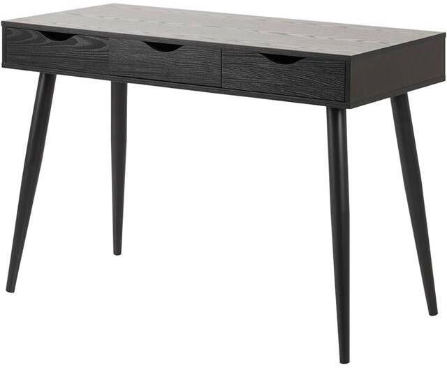 Lisomme Keet houten bureau zwart met 3 lades 110 x 50 cm