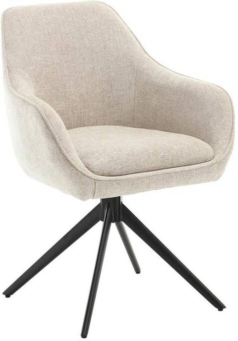 Livingfurn Eetkamerstoel Stof Beige Thomas Set van 2