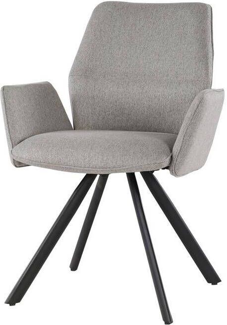 Livingfurn Eetkamerstoel Taupe Stof|Textiel Set van 2