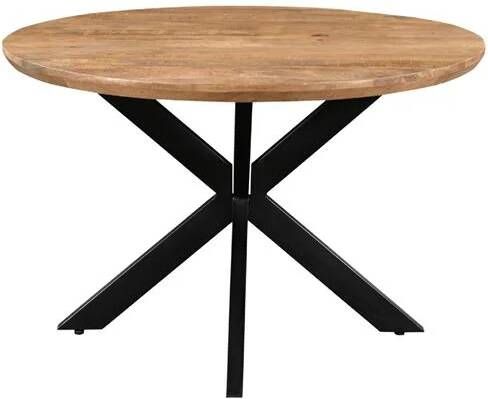 Livingfurn Eetkamertafel Jesper Round 120cm Mangohout Gecoat Staal