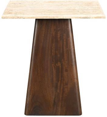 Sohome Vierkante Bijzettafel Bailey Mangohout en Travertin 45 x 45cm Bruin