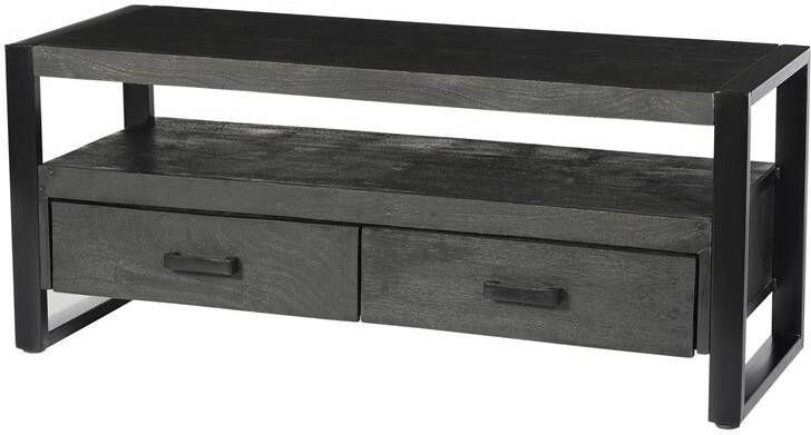 Livingfurn Tv-Meubel Zwart Mangohout 120x45x50cm Norris