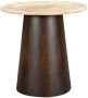 Livingfurn Ronde Bijzettafel Valentino Mangohout en Travertin 44cm Bruin - Thumbnail 2