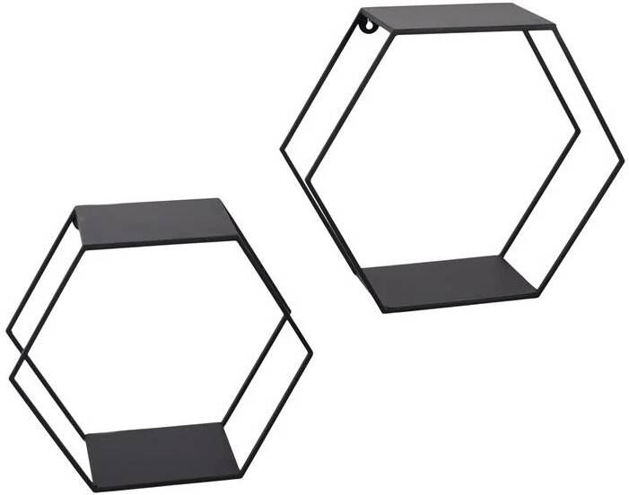 LOFT42 Hexagon Set Van 2 Wandboxen Zeshoek Zwart 41x36x15