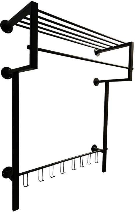 LT-Luce Kapstok Joy Royal XXL Mat Zwart 8 Haken 95 x 75cm