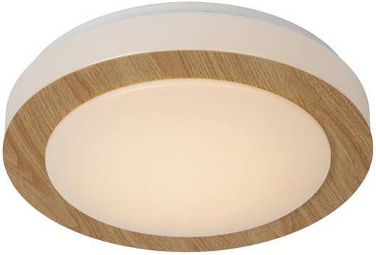 Lucide DIMY Plafonnière Badkamer Ø 28 6 cm LED Dimb. 1x12W 3000K IP21 3 StepDim Licht hout