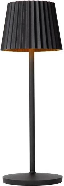 Lucide JUSTINE Oplaadbare Tafellamp Buiten Accu Batterij LED Dimb. 1x2W 2700K IP54 Met contact oplaadplatforrm Zwart
