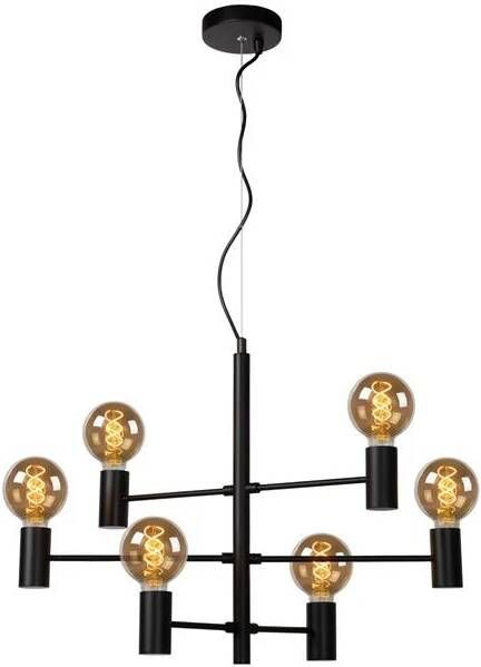 LUCIDE Hanglamp Leanne Zwart 6xe27