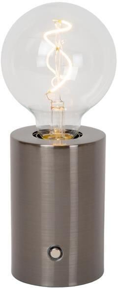 Lucide VIVO Oplaadbare Tafellamp Accu Batterij Ø 8 cm LED Dimb. E27 1x1W 2700K Mat zwart chroom